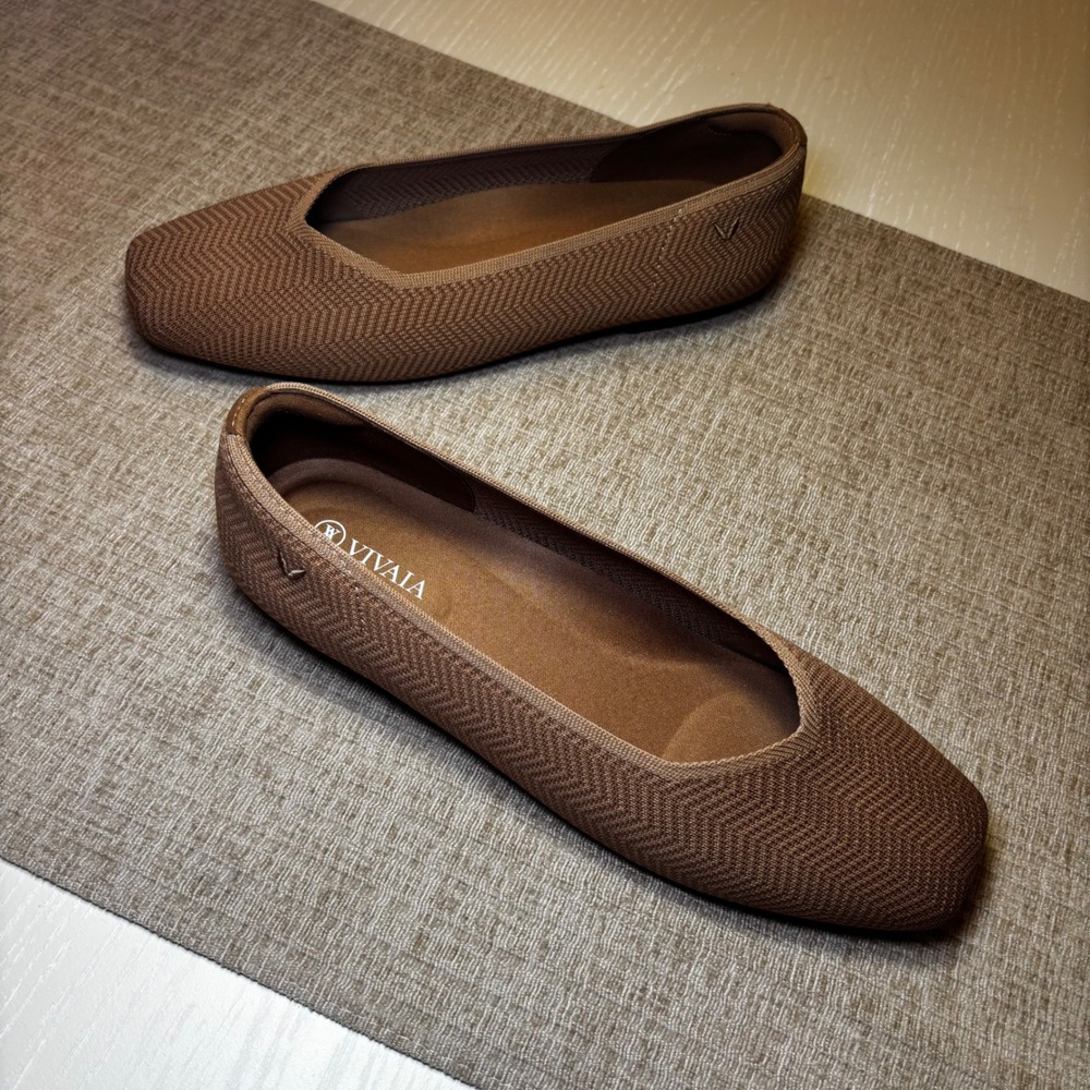 VIVAIA Margot 2.0 Espresso Square Toe Knit Flats EU 40 / US 9